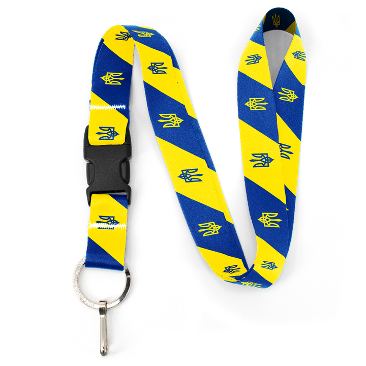 Ukraine Flag Premium Lanyard - with Buckle and Flat Ring - Made in the USA