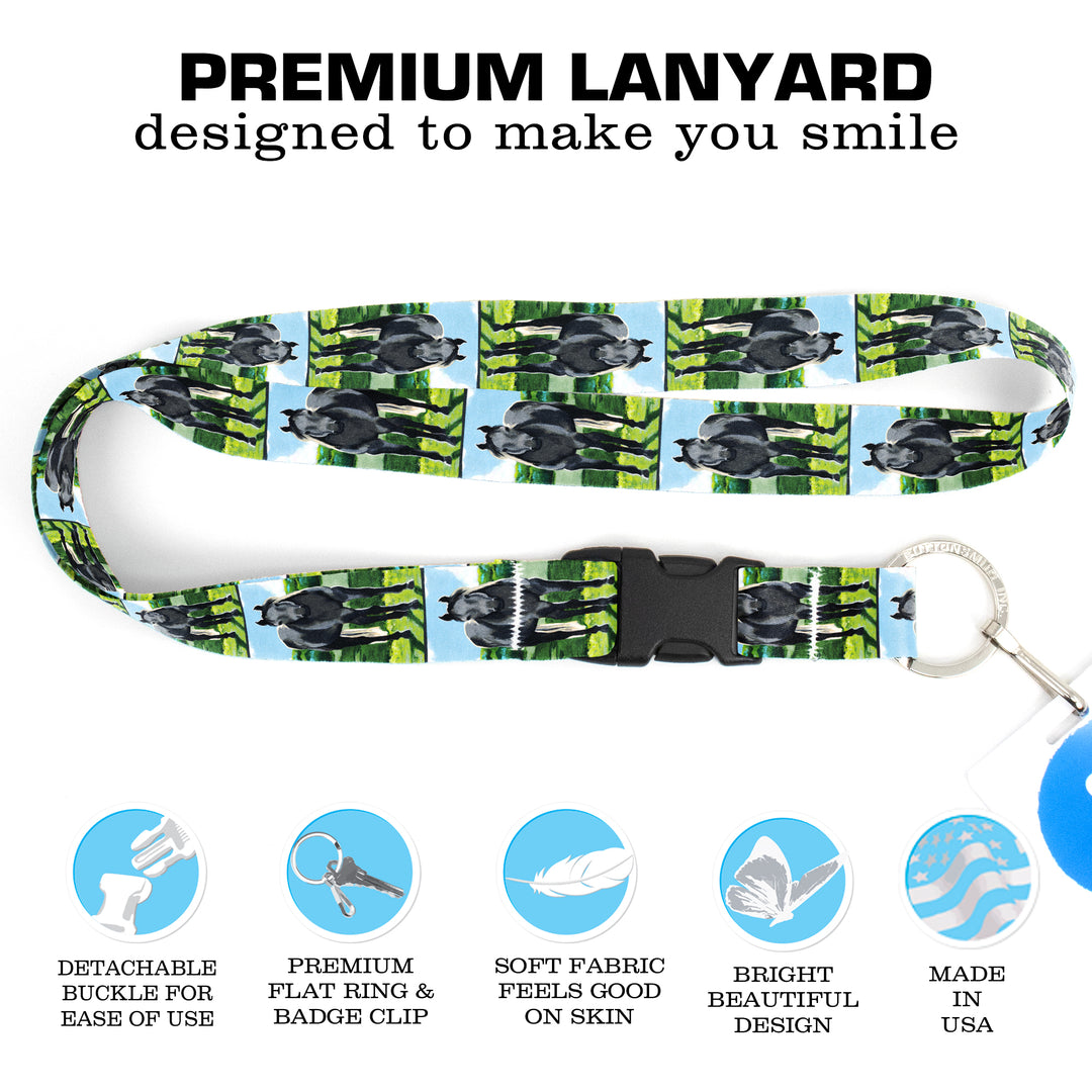 Buttonsmith Grey Horse Premium Lanyard - with Buckle and Flat Ring - Based on Rebecca McGovern Art - Officially Licensed - Made in the USA - Buttonsmith Inc.