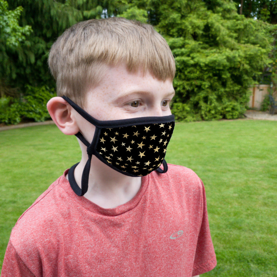 Buttonsmith Stars Youth Adjustable Face Mask with Filter Pocket - Made in the USA - Buttonsmith Inc.