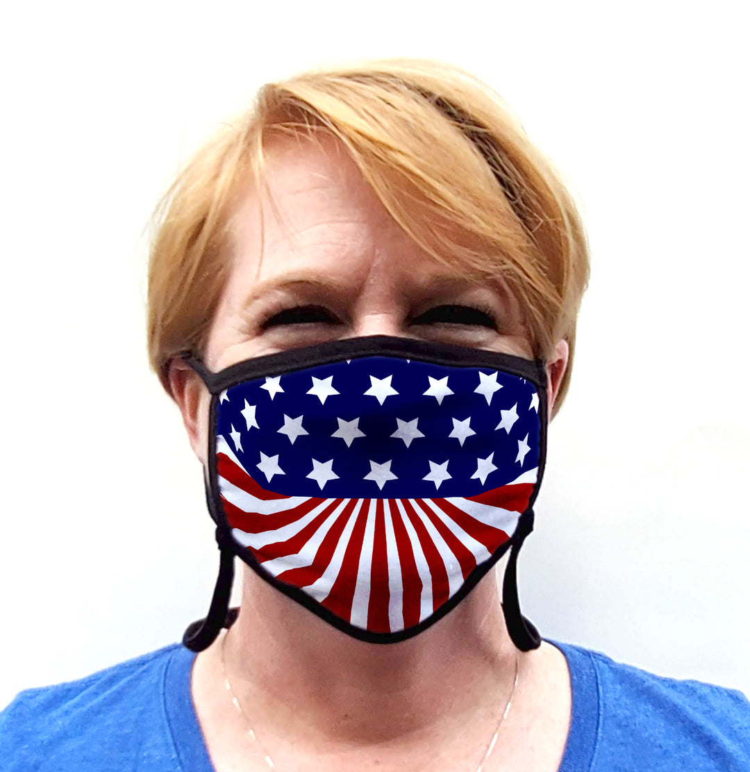 Buttonsmith US Flag Adult Adjustable Face Mask with Filter Pocket - Made in the USA - Buttonsmith Inc.