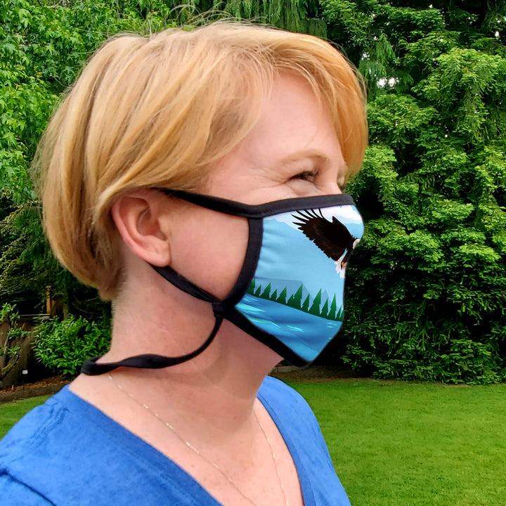 Buttonsmith Eagle Flying Adult XL Adjustable Face Mask with Filter Pocket - Made in the USA - Buttonsmith Inc.