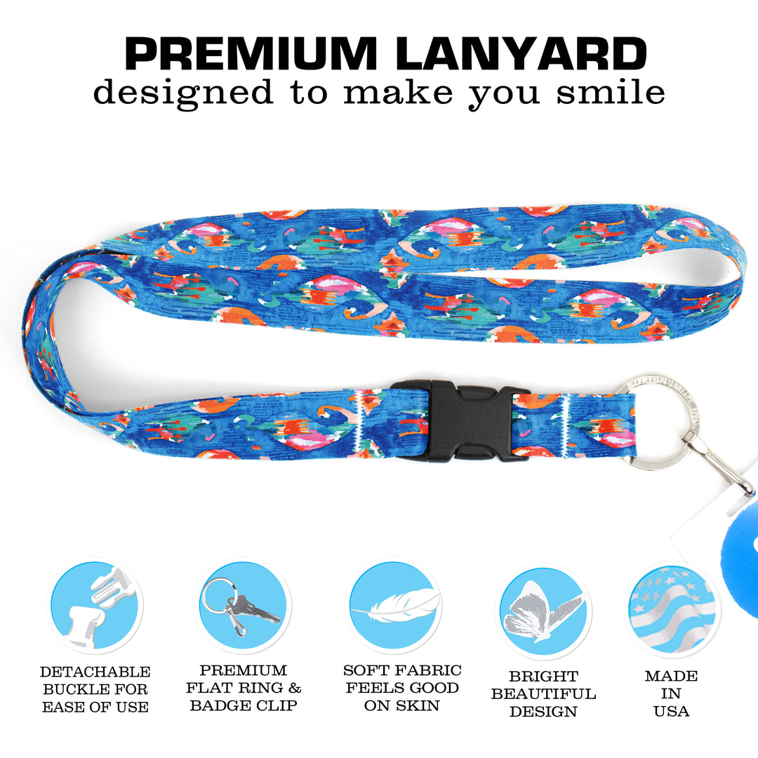 Buttonsmith Ikat Pattern Premium Lanyard - with Buckle and Flat Ring - Made in the USA - Buttonsmith Inc.