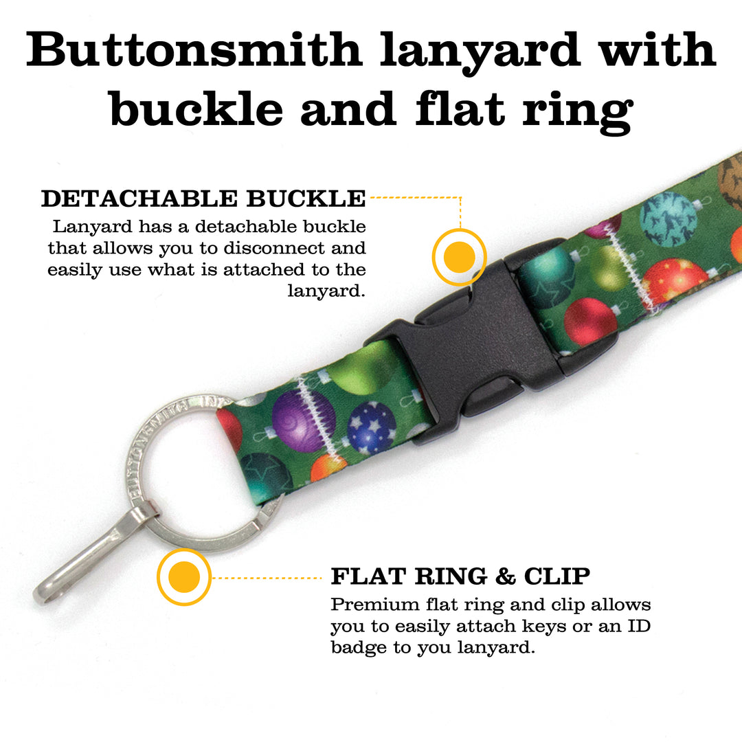 Buttonsmith Christmas Ornaments Breakaway Lanyard - with Buckle and Flat Ring - Made in the USA - Buttonsmith Inc.