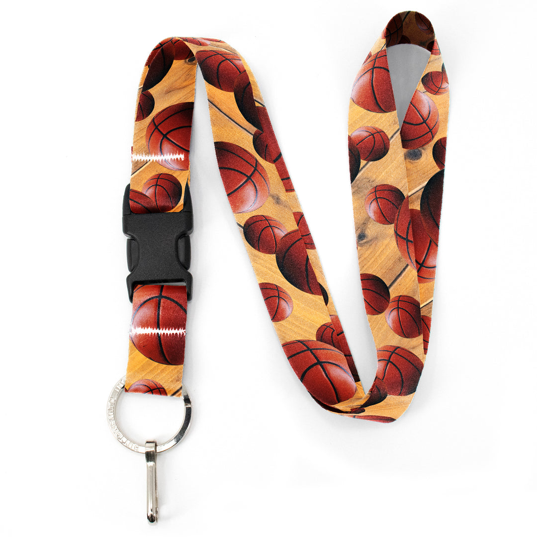 Buttonsmith Basketball Premium Lanyard - with Buckle and Flat Ring - Made in the USA - Buttonsmith Inc.