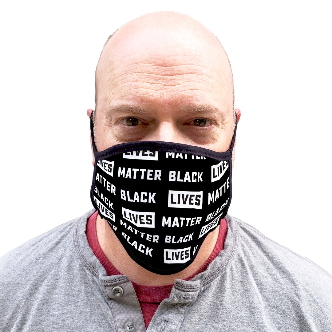 Buttonsmith Black Lives Matter Pattern Adult XL Adjustable Face Mask with Filter Pocket - Made in the USA - Buttonsmith Inc.