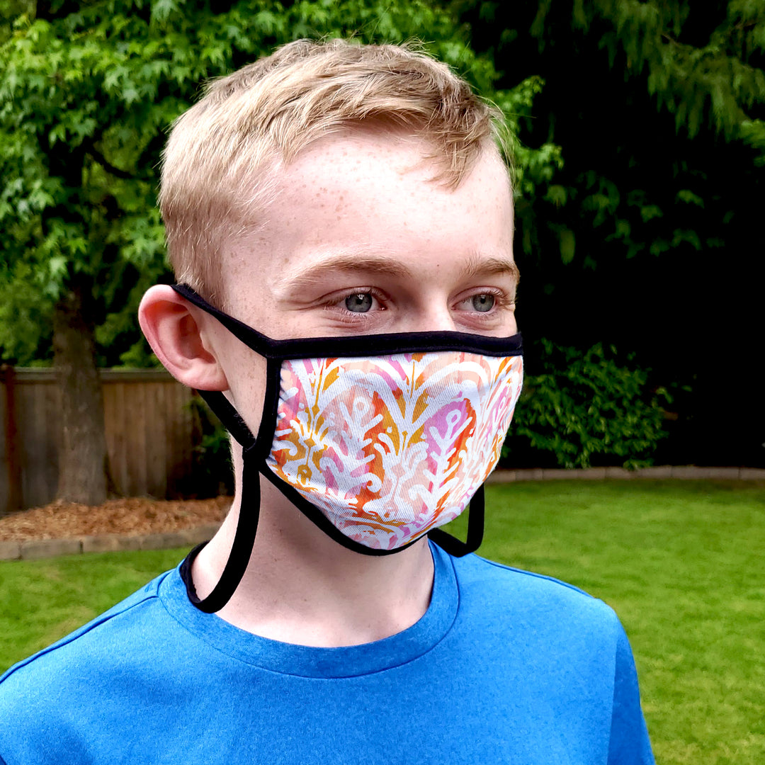 Buttonsmith Rose Youth Adjustable Face Mask with Filter Pocket - Made in the USA - Buttonsmith Inc.