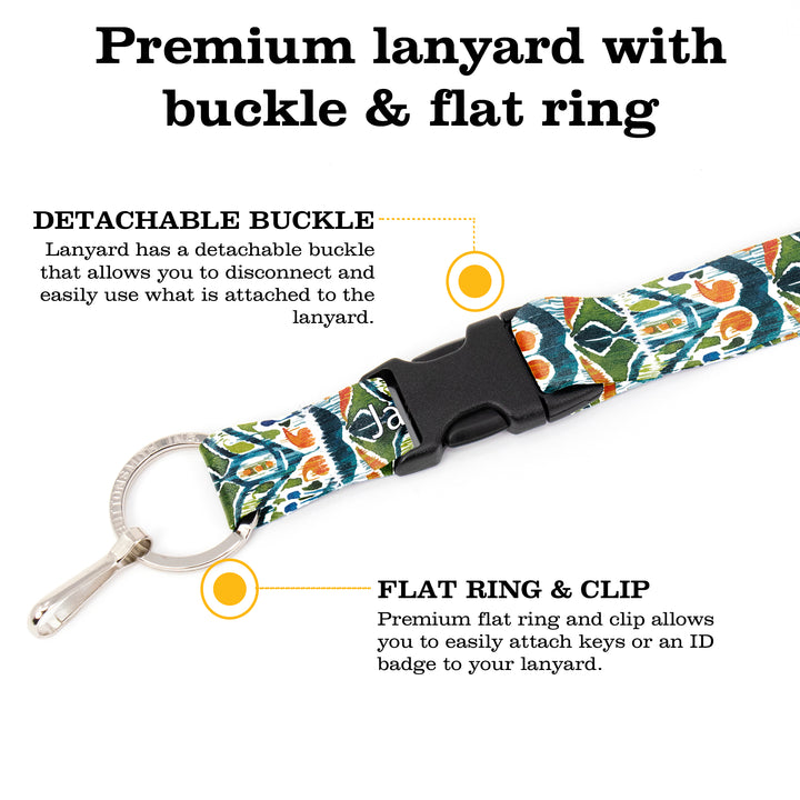 Buttonsmith Ikat Pattern Premium Lanyard - with Buckle and Flat Ring - Made in the USA - Buttonsmith Inc.