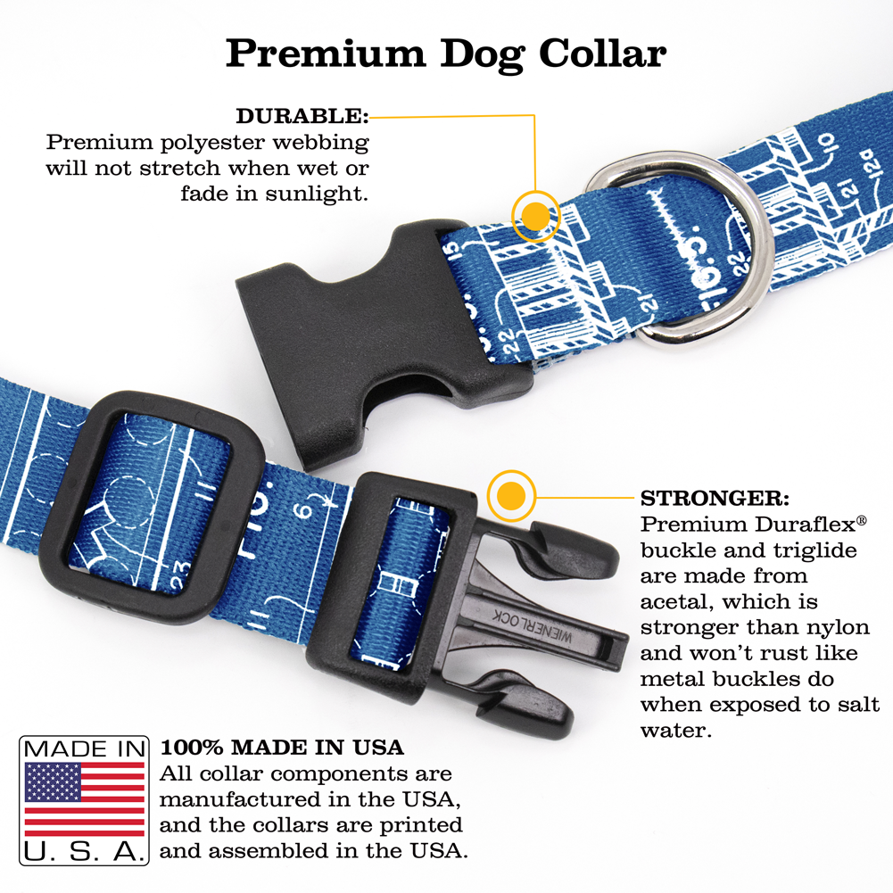 Toy Brick Blueprints Dog Collar - Made in USA