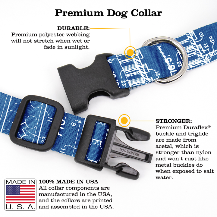 Toy Brick Blueprints Dog Collar - Made in USA