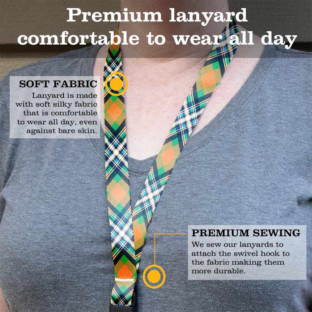 MacGill of Jura Plaid Breakaway Lanyard - with Buckle and Flat Ring - Made in the USA