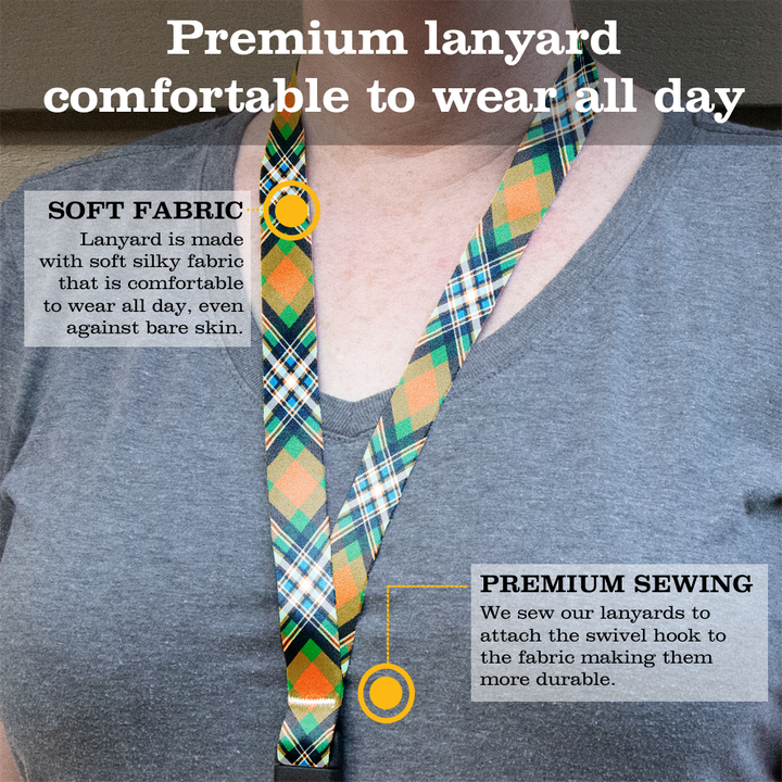 MacGill of Jura Plaid Premium Lanyard - with Buckle and Flat Ring - Made in the USA