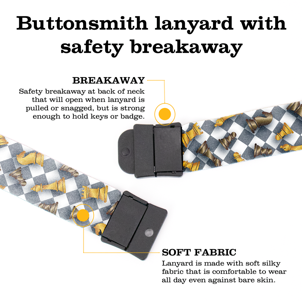 Checkmate Breakaway Lanyard - with Buckle and Flat Ring - Made in the USA