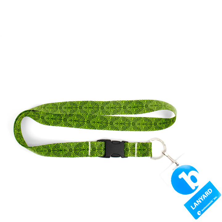 Olive Greek Swirls  Premium Lanyard - with Buckle and Flat Ring - Made in the USA