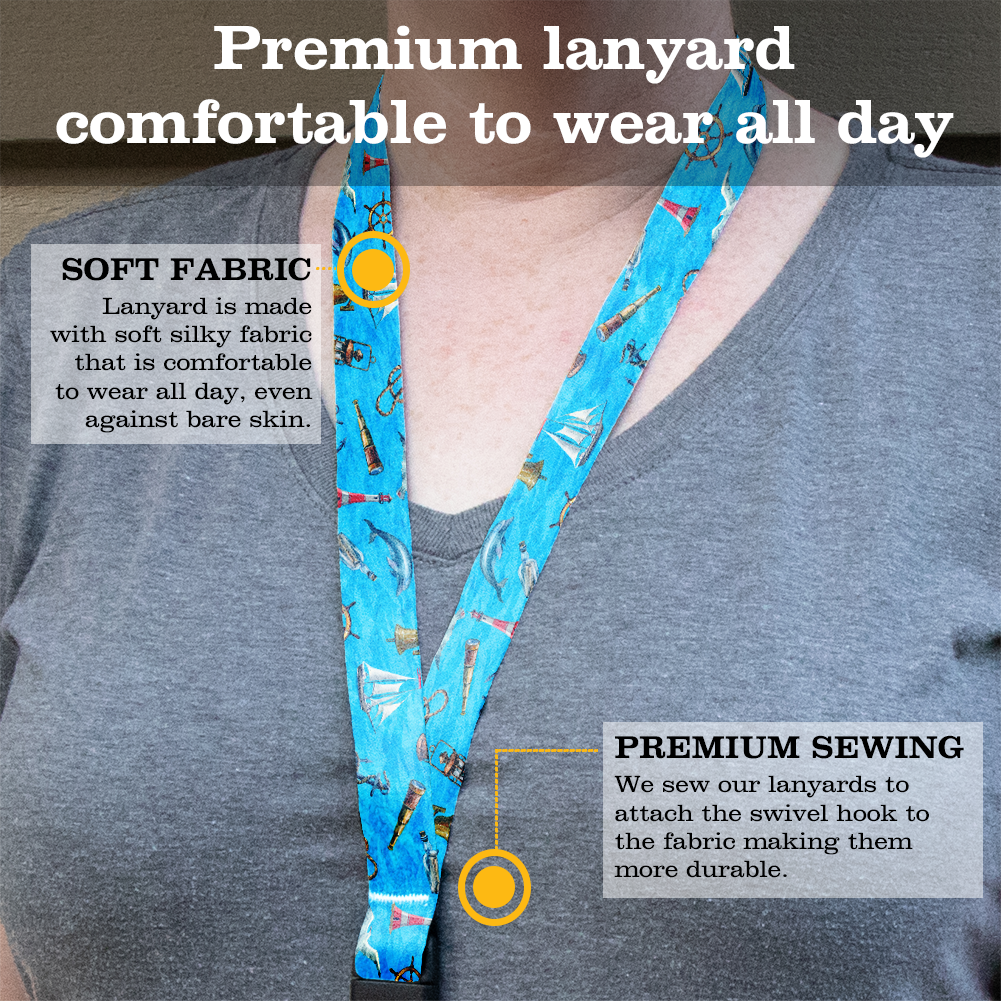 Ocean Breeze Premium Lanyard - with Buckle and Flat Ring - Made in the USA