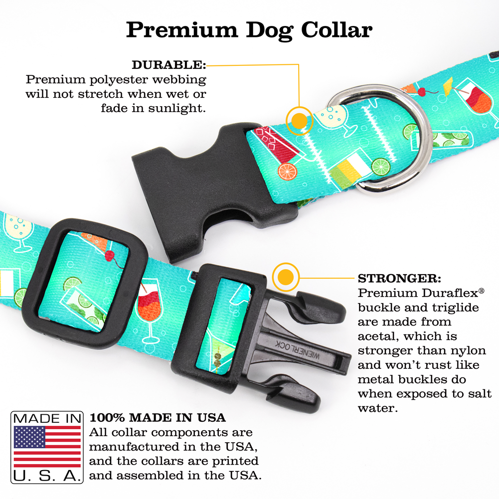 Cocktails Dog Collar - Made in USA