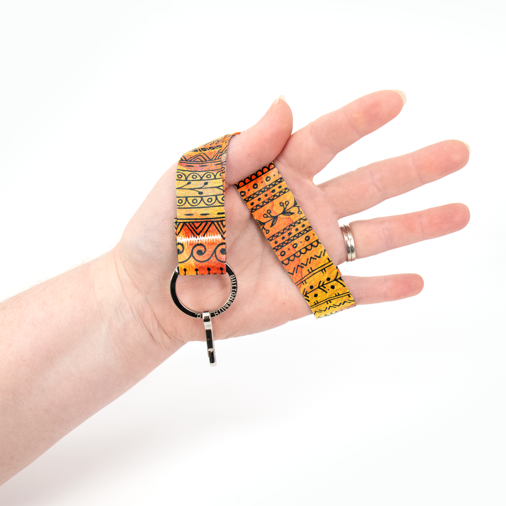 Sunny Borders Wristlet Lanyard - Short Length with Flat Key Ring and Clip - Made in the USA