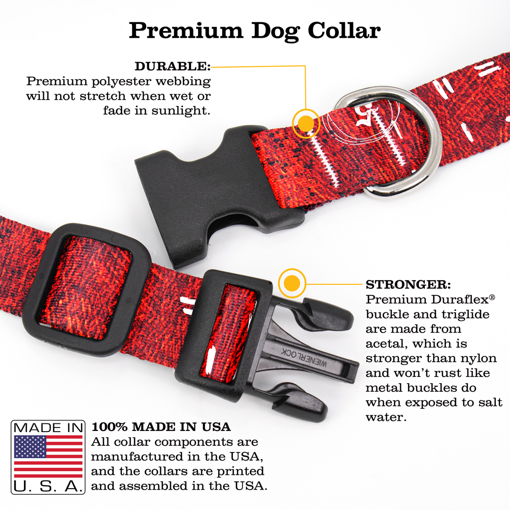 Red Grunge Dog Collar - Made in USA