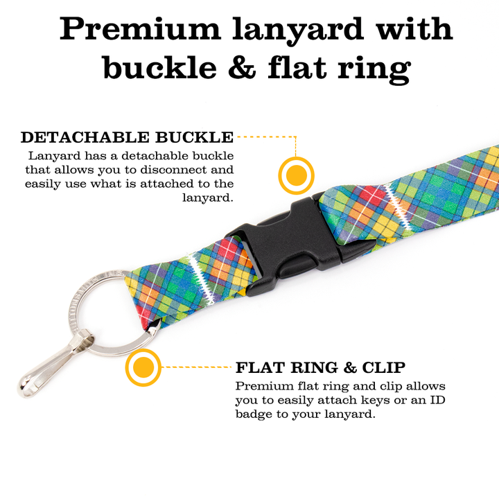 Buchanan Plaid Breakaway Lanyard - with Buckle and Flat Ring - Made in the USA