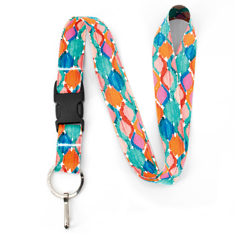 Buttonsmith Ikat Pattern Premium Lanyard - with Buckle and Flat Ring - Made in the USA - Buttonsmith Inc.