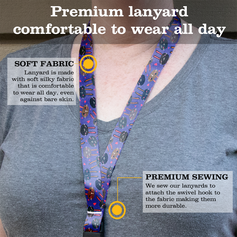 Bunny Premium Lanyard - with Buckle and Flat Ring - Made in the USA