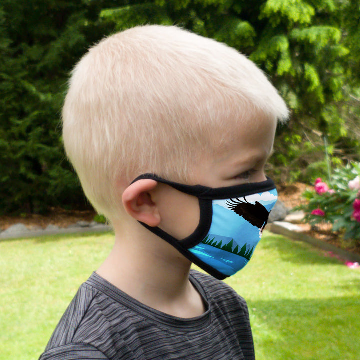 Buttonsmith Eagle Flying Youth Adjustable Face Mask with Filter Pocket - Made in the USA - Buttonsmith Inc.