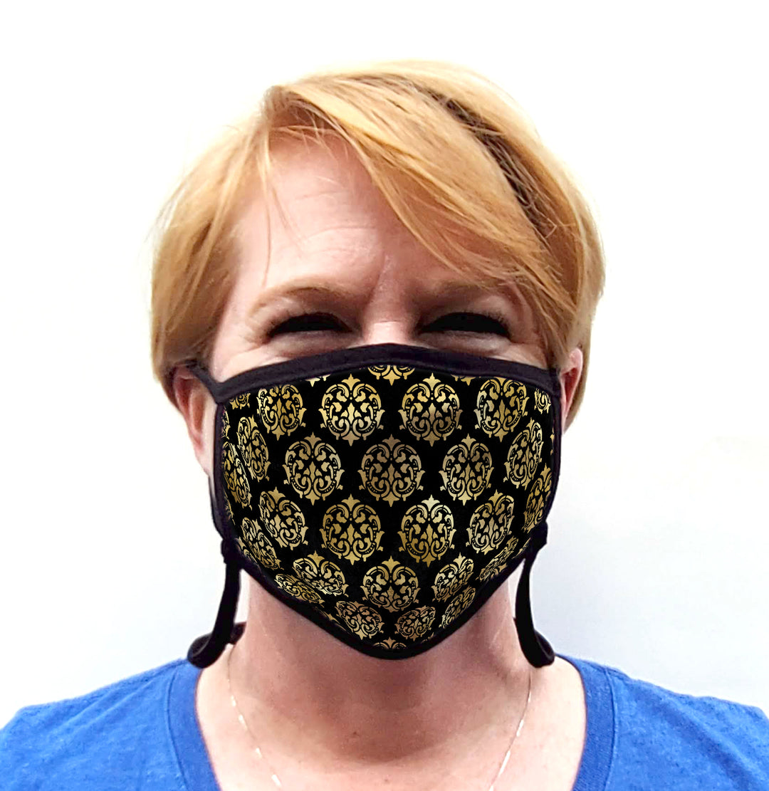 Buttonsmith Damask Youth Adjustable Face Mask with Filter Pocket - Made in the USA - Buttonsmith Inc.