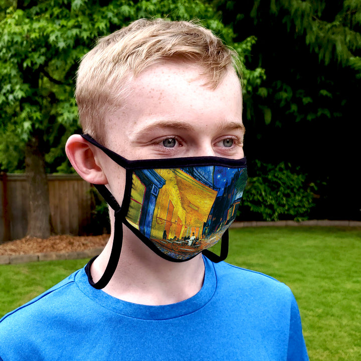 Buttonsmith Van Gogh Cafe Terrace Child Face Mask with Filter Pocket - Made in the USA - Buttonsmith Inc.