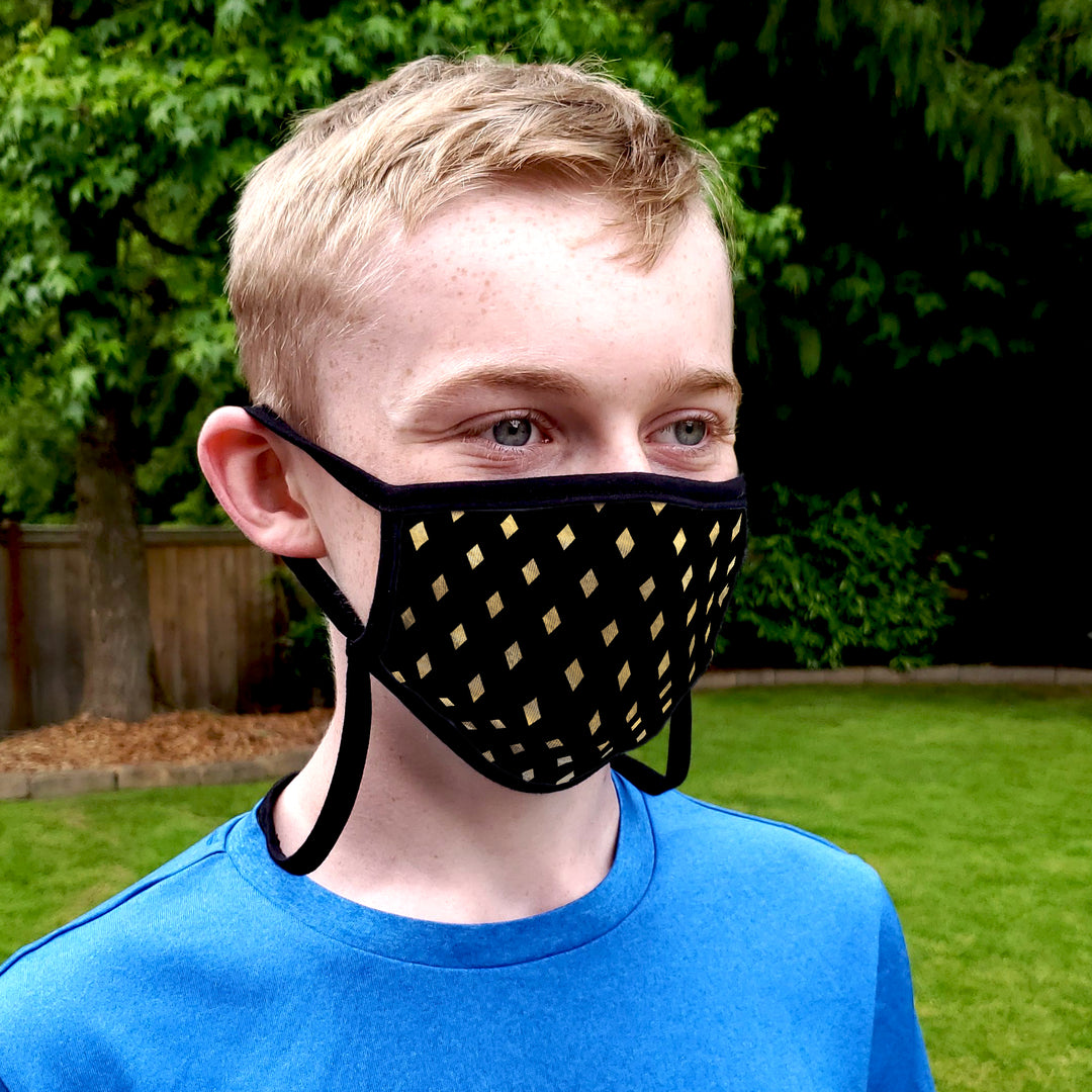 Buttonsmith Diamonds Adult XL Adjustable Face Mask with Filter Pocket - Made in the USA - Buttonsmith Inc.