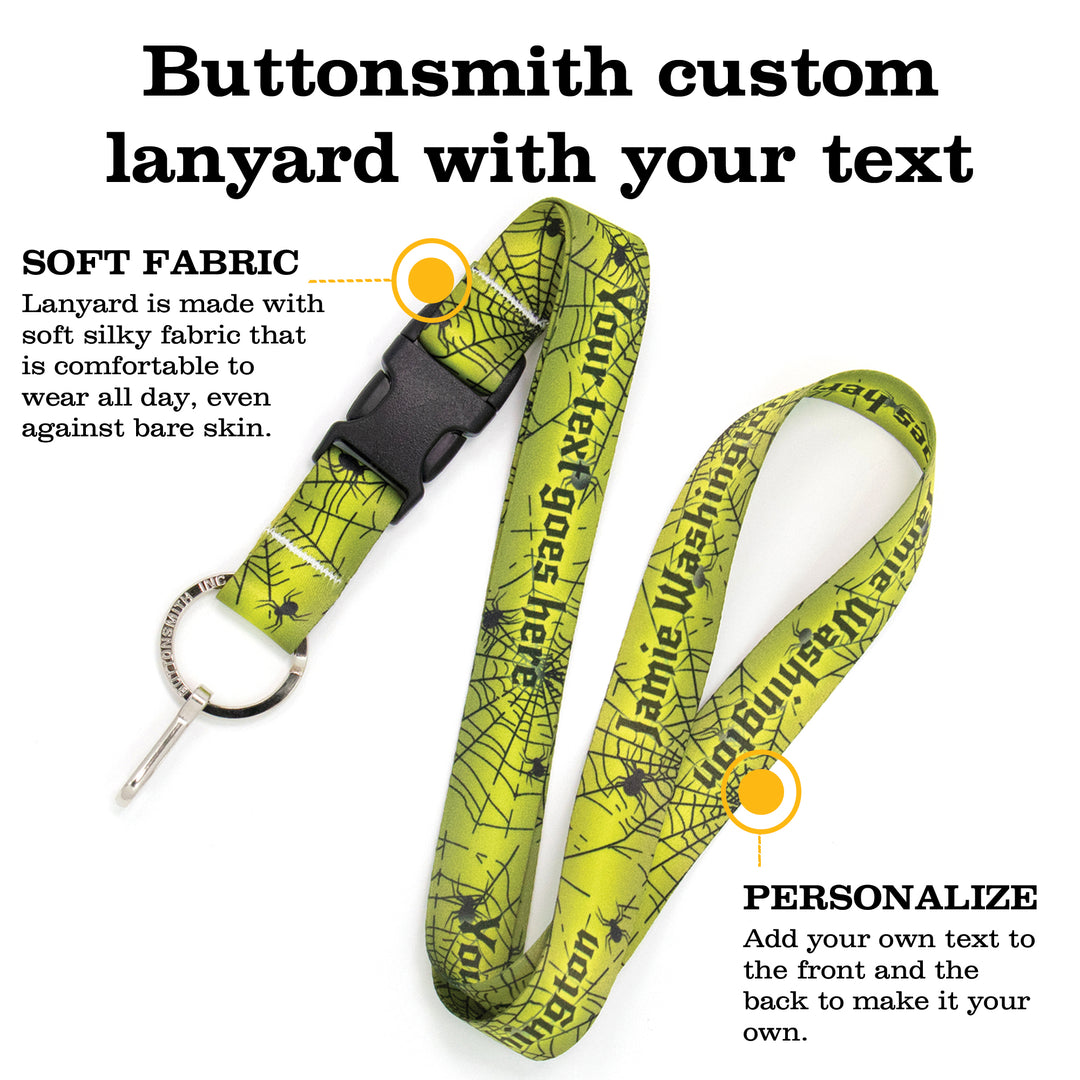 Buttonsmith Spider Web Halloween Custom Lanyard - Made in USA - Buttonsmith Inc.