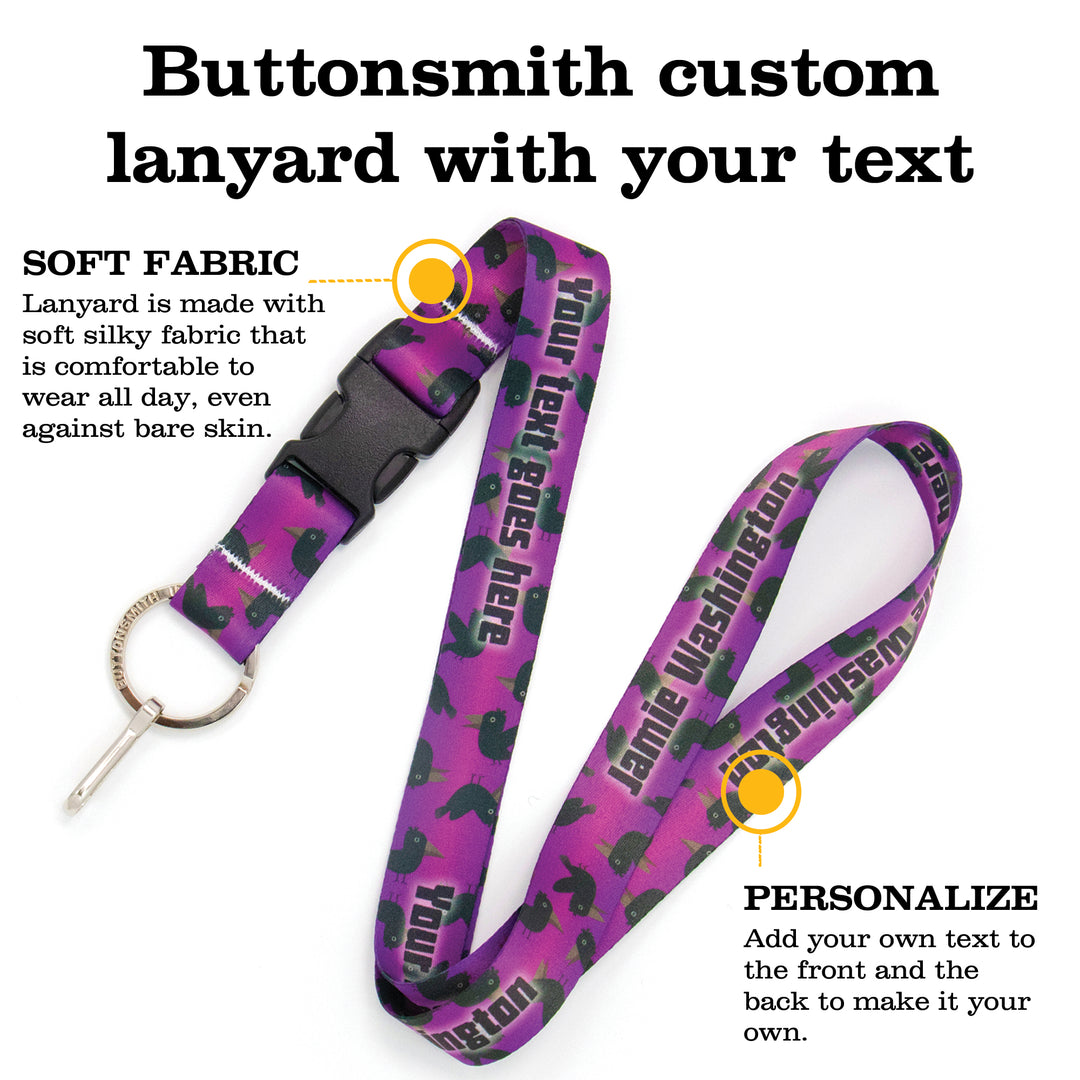 Buttonsmith Purple Crows Halloween Custom Lanyard - Made in USA - Buttonsmith Inc.