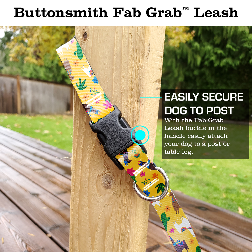 Llama Rama Yellow Fab Grab Leash - Made in USA