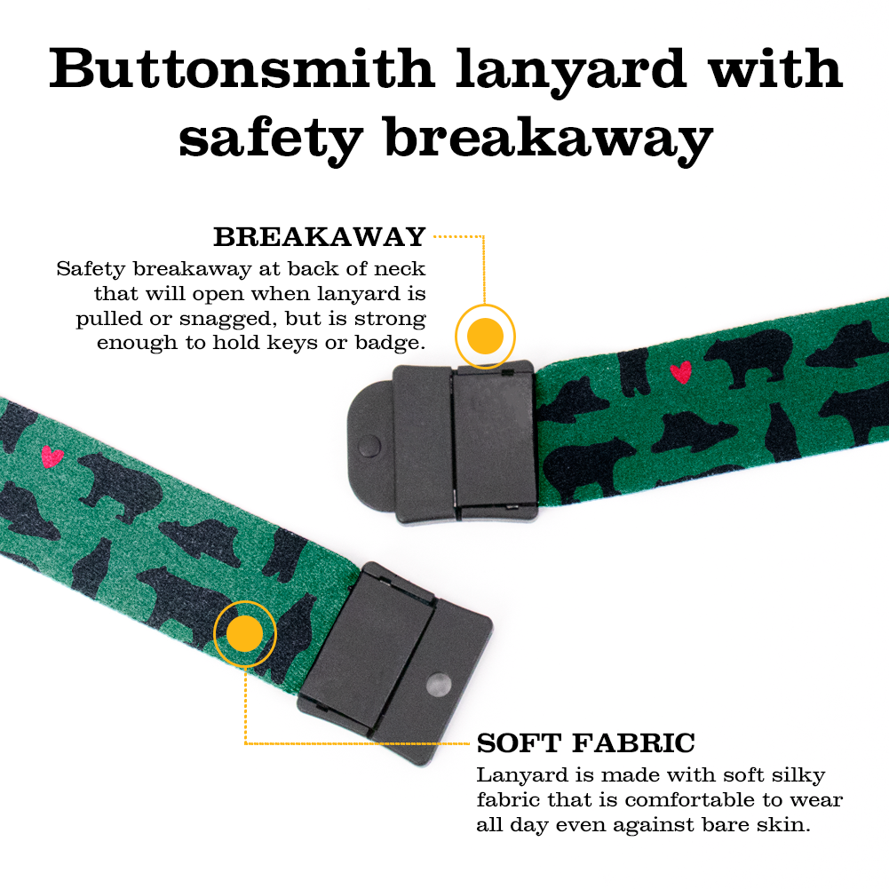 Bear Breakaway Lanyard - with Buckle and Flat Ring - Made in the USA