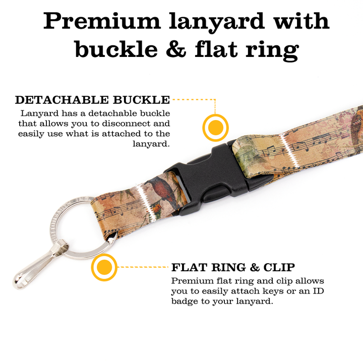 Birdsong Premium Lanyard - with Buckle and Flat Ring - Made in the USA