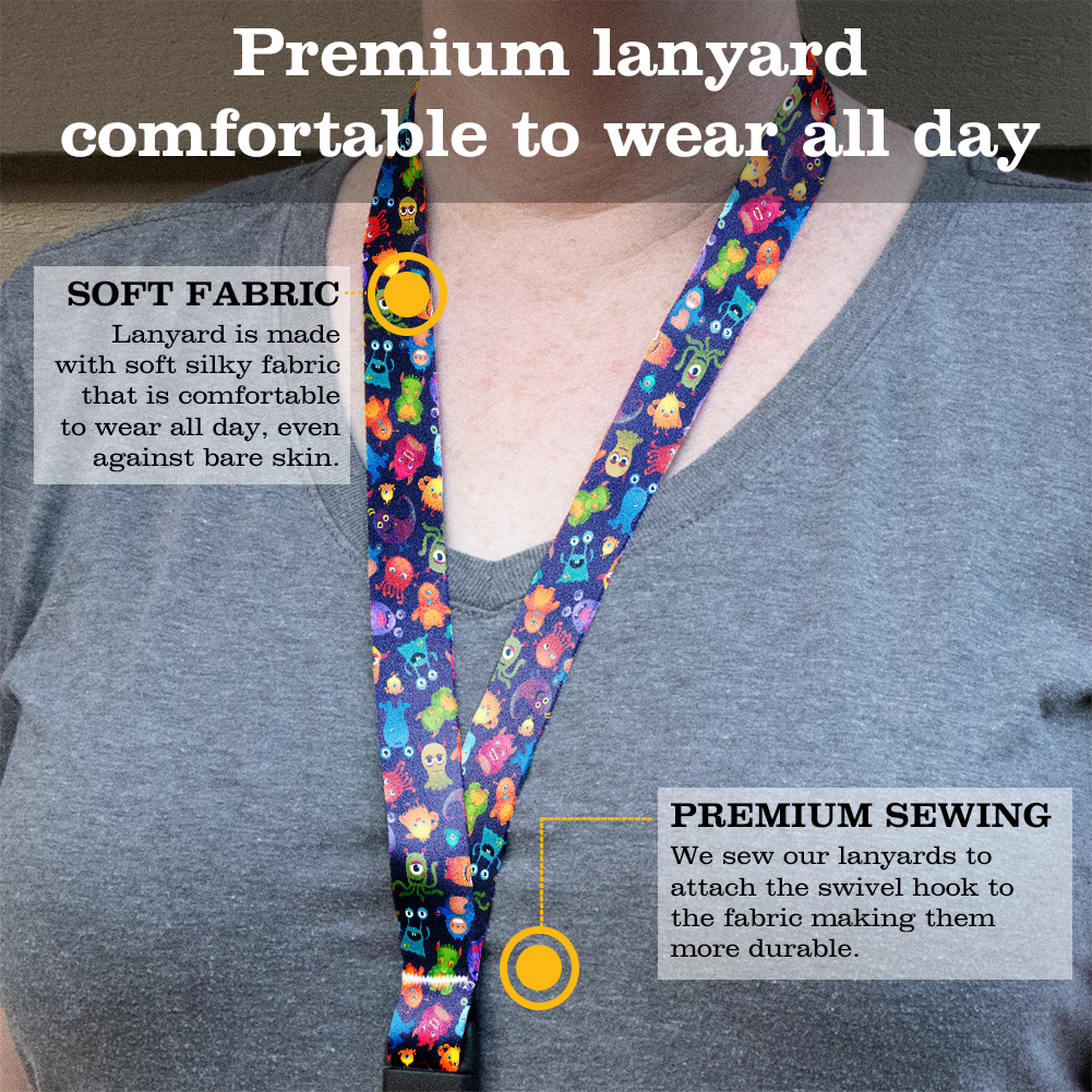 Monster Mash Premium Lanyard - with Buckle and Flat Ring - Made in the USA