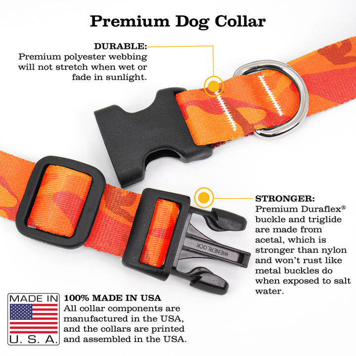 Hunter Orange Camo Dog Collar - Made in USA