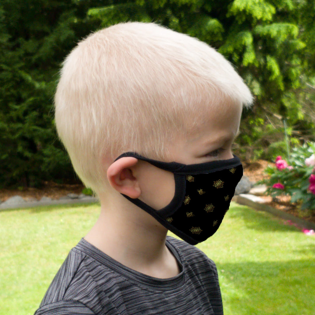 Buttonsmith Bees Youth Adjustable Face Mask with Filter Pocket - Made in the USA - Buttonsmith Inc.