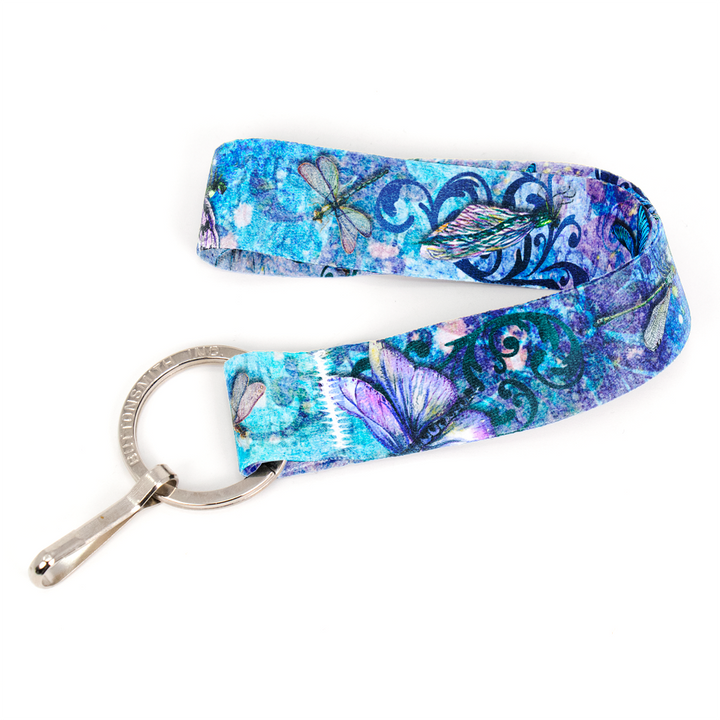 Dragonfly Dreams Wristlet Lanyard - Short Length with Flat Key Ring and Clip - Made in the USA