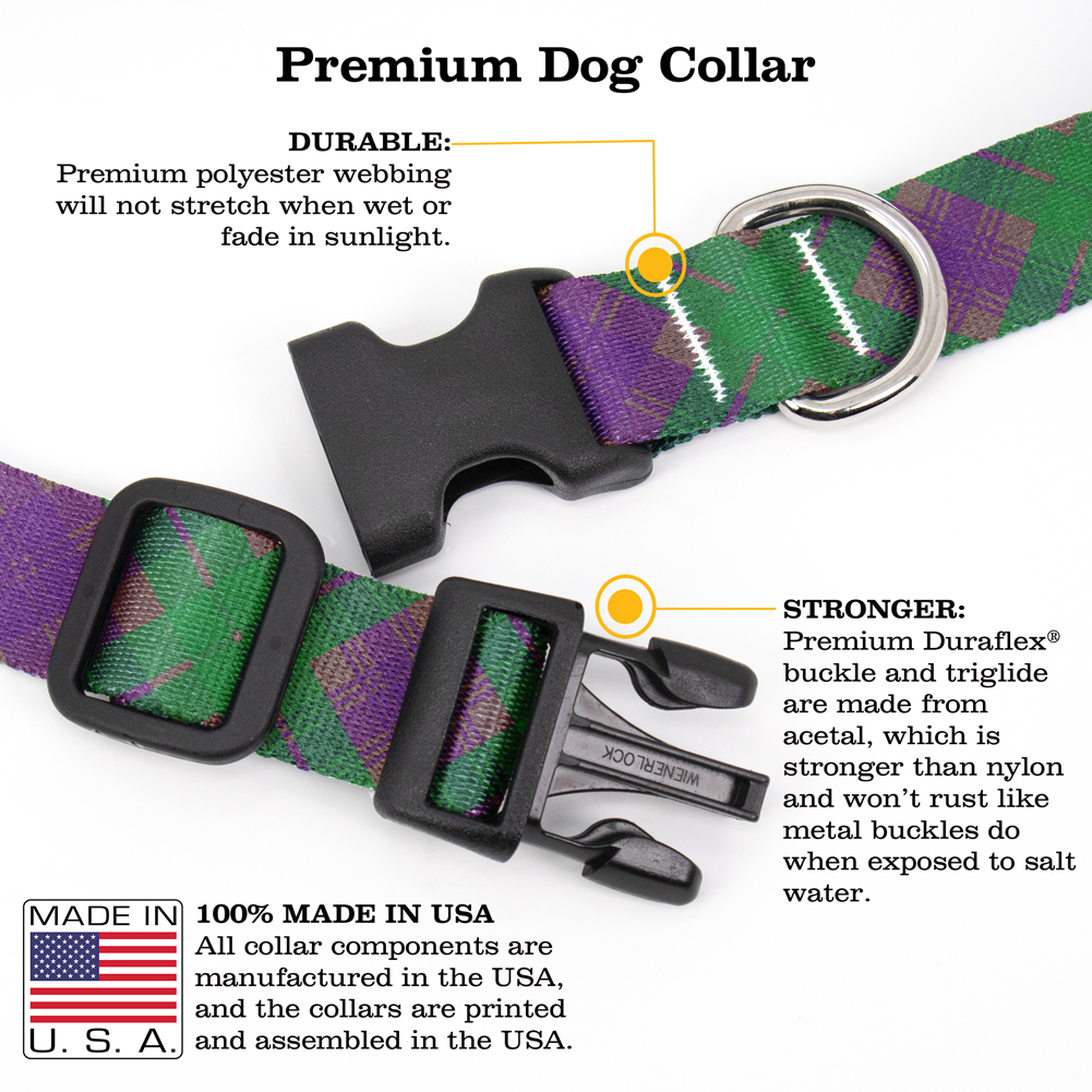 Tyneside Purple Plaid Dog Collar - Made in USA