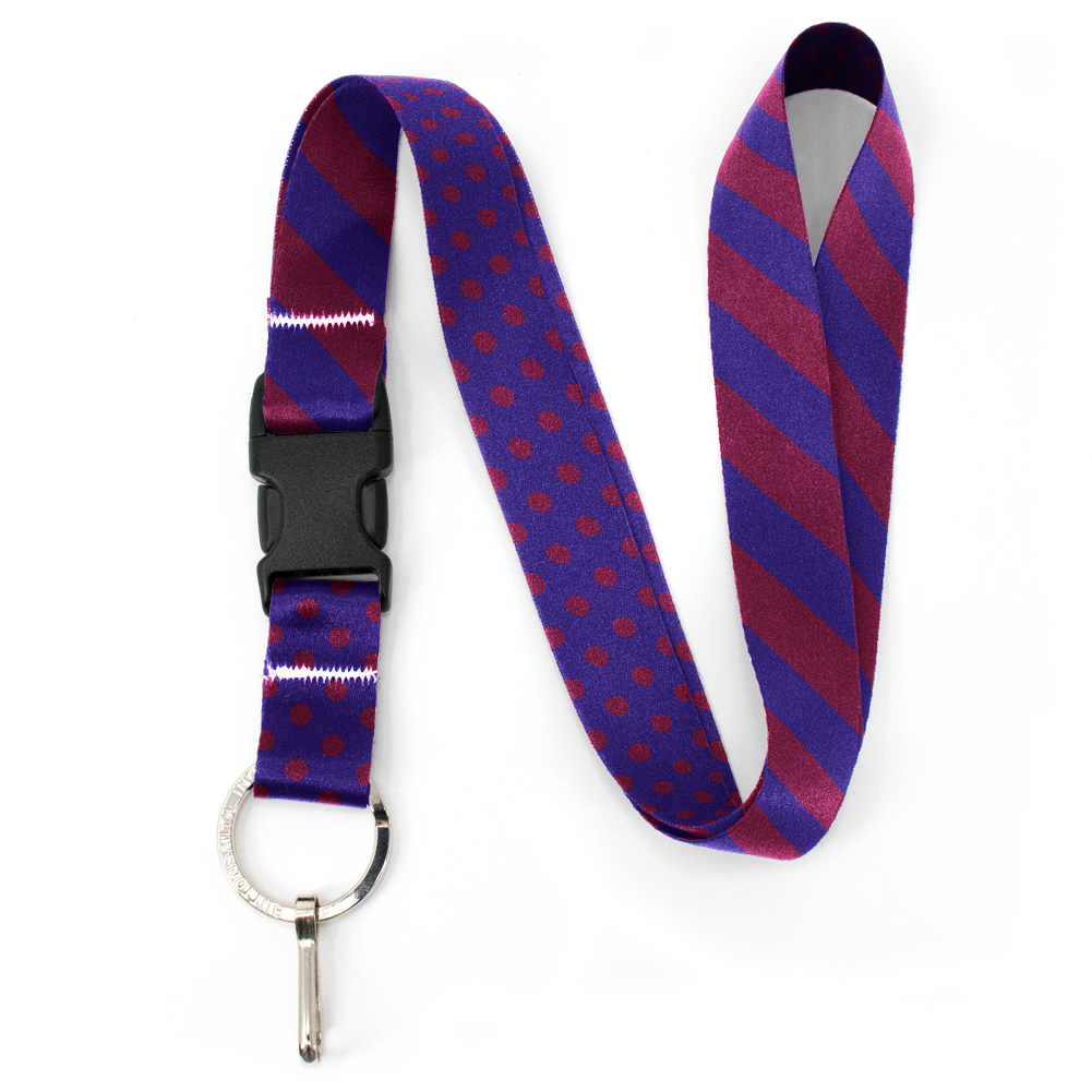 Magenta Stripes Premium Lanyard - with Buckle and Flat Ring - Made in the USA