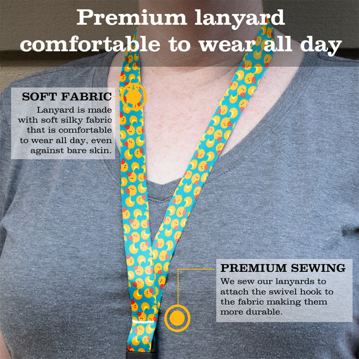 Just Ducky Breakaway Lanyard - with Buckle and Flat Ring - Made in the USA