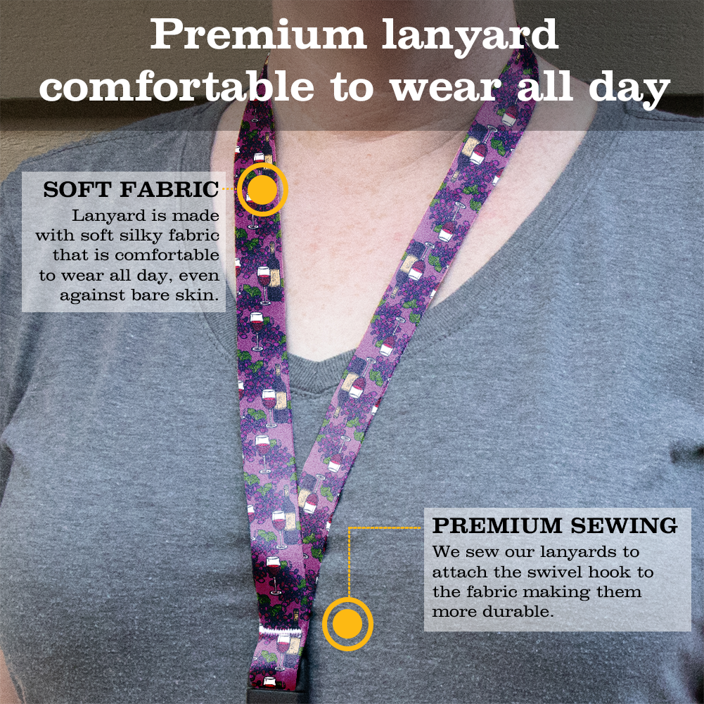 Cabernet Breakaway Lanyard - with Buckle and Flat Ring - Made in the USA