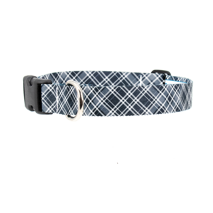 Drummond Grey Plaid Dog Collar - Made in USA