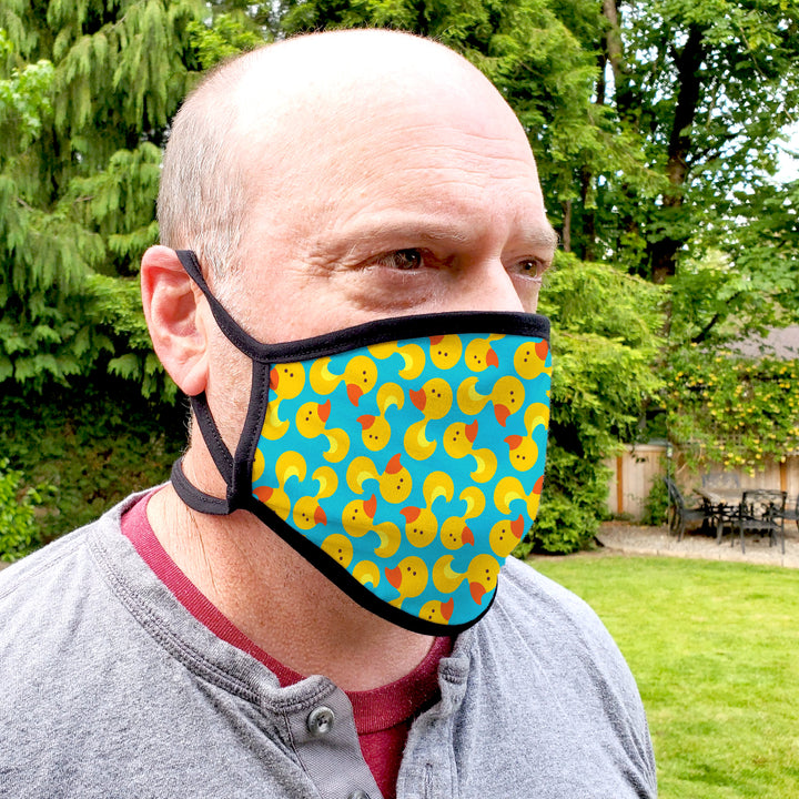 Buttonsmith Rubber Ducks Adult Adjustable Face Mask with Filter Pocket - Made in the USA - Buttonsmith Inc.