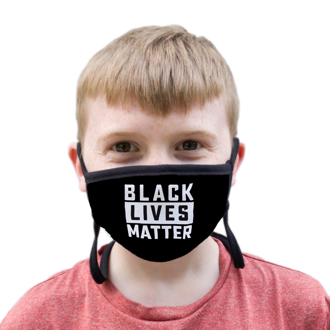 Buttonsmith Black Lives Matter Youth Adjustable Face Mask with Filter Pocket - Made in the USA - Buttonsmith Inc.