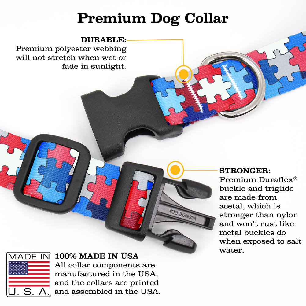 Democracy Puzzle Dog Collar - Made in USA