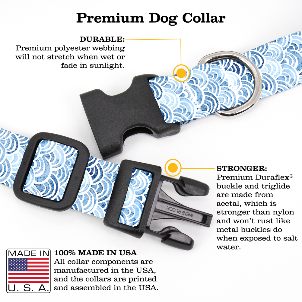 Blue Scallops Dog Collar - Made in USA