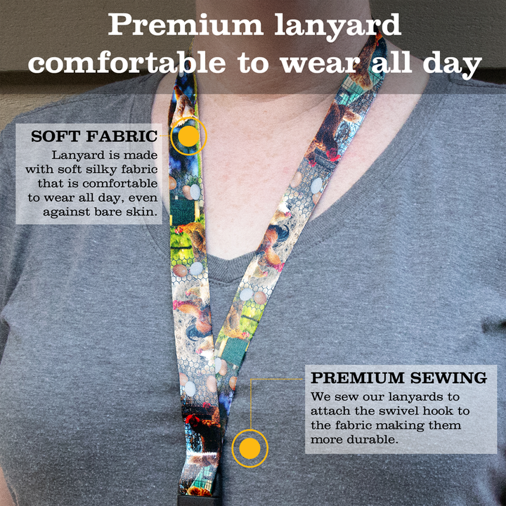 Chick Pix Premium Lanyard - with Buckle and Flat Ring - Made in the USA