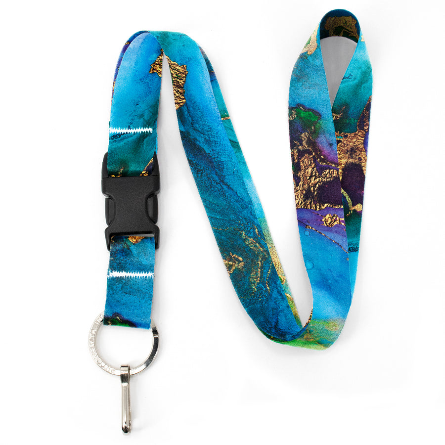 Buttonsmith Lagoon Premium Lanyard - with Buckle and Flat Ring - Made in the USA - Buttonsmith Inc.