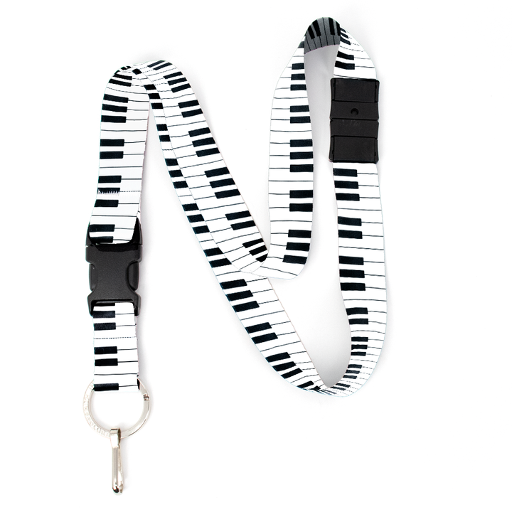 Piano Keys Breakaway Lanyard - with Buckle and Flat Ring - Made in the USA