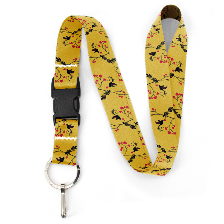 Lovebirds Gold Premium Lanyard - with Buckle and Flat Ring - Made in the USA